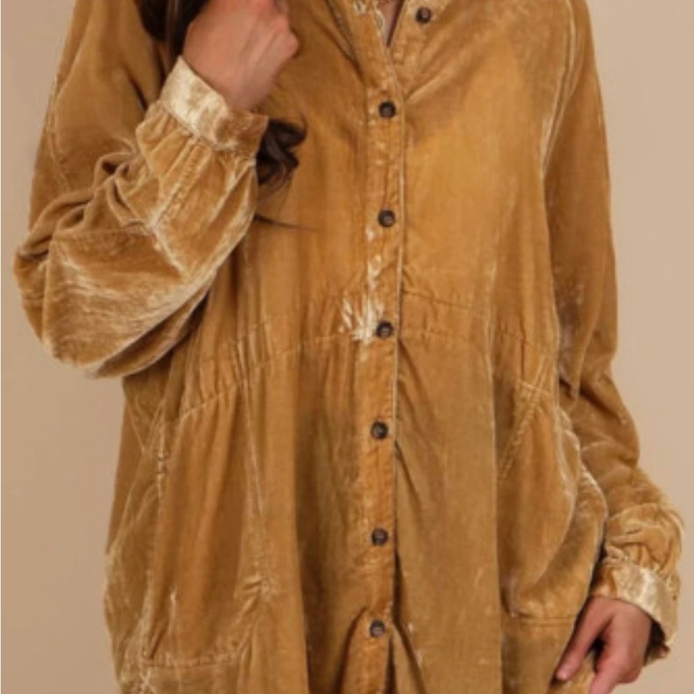 Mustard Color Velvet Shirt